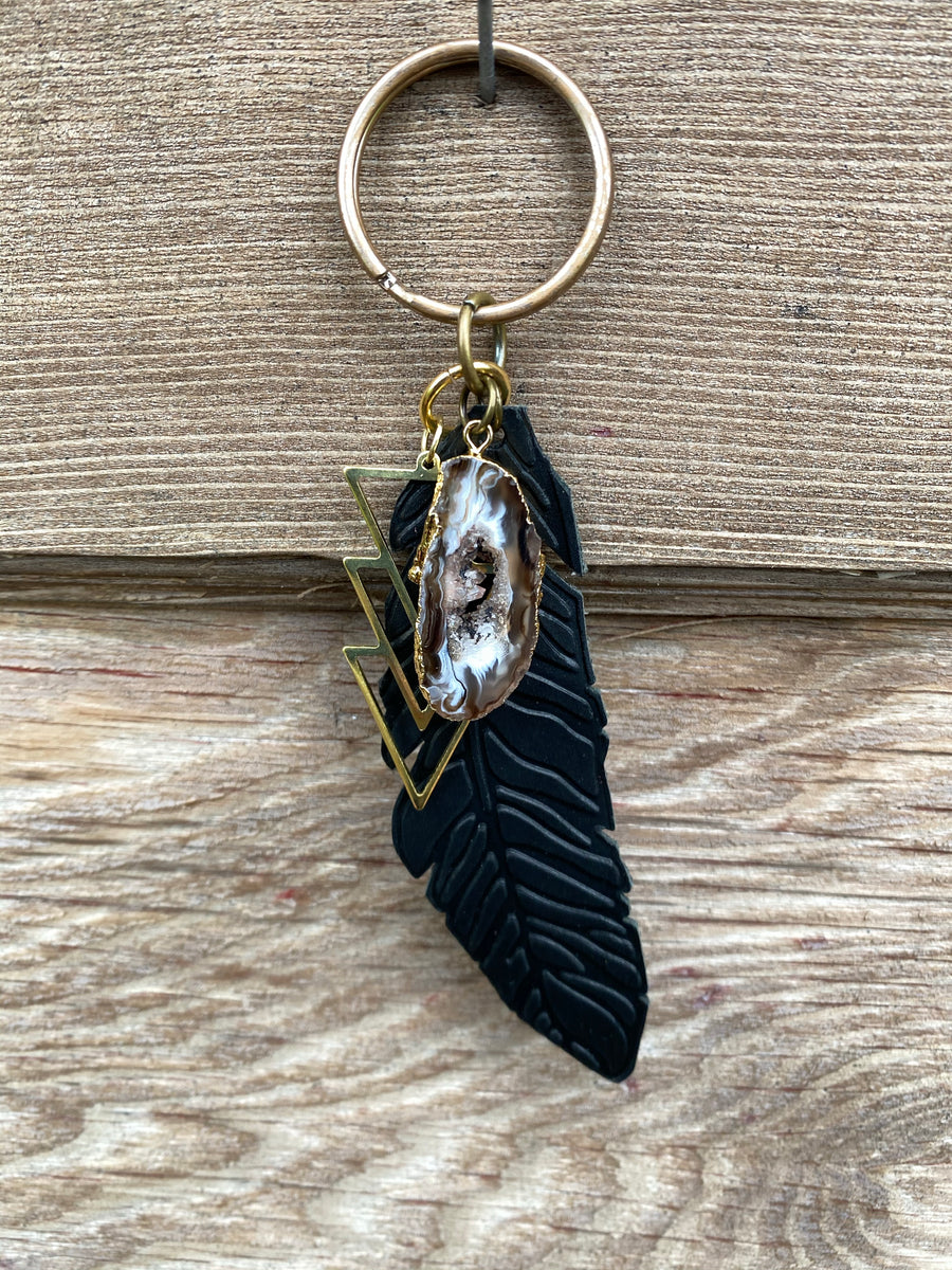 Gold keychain, Feather keychain, feather key chain, key chain, gift for  him, rustic wedding, keychain, key holder, key ring, feather gift tribal