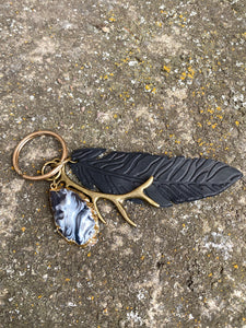 Leather Feather Keychain
