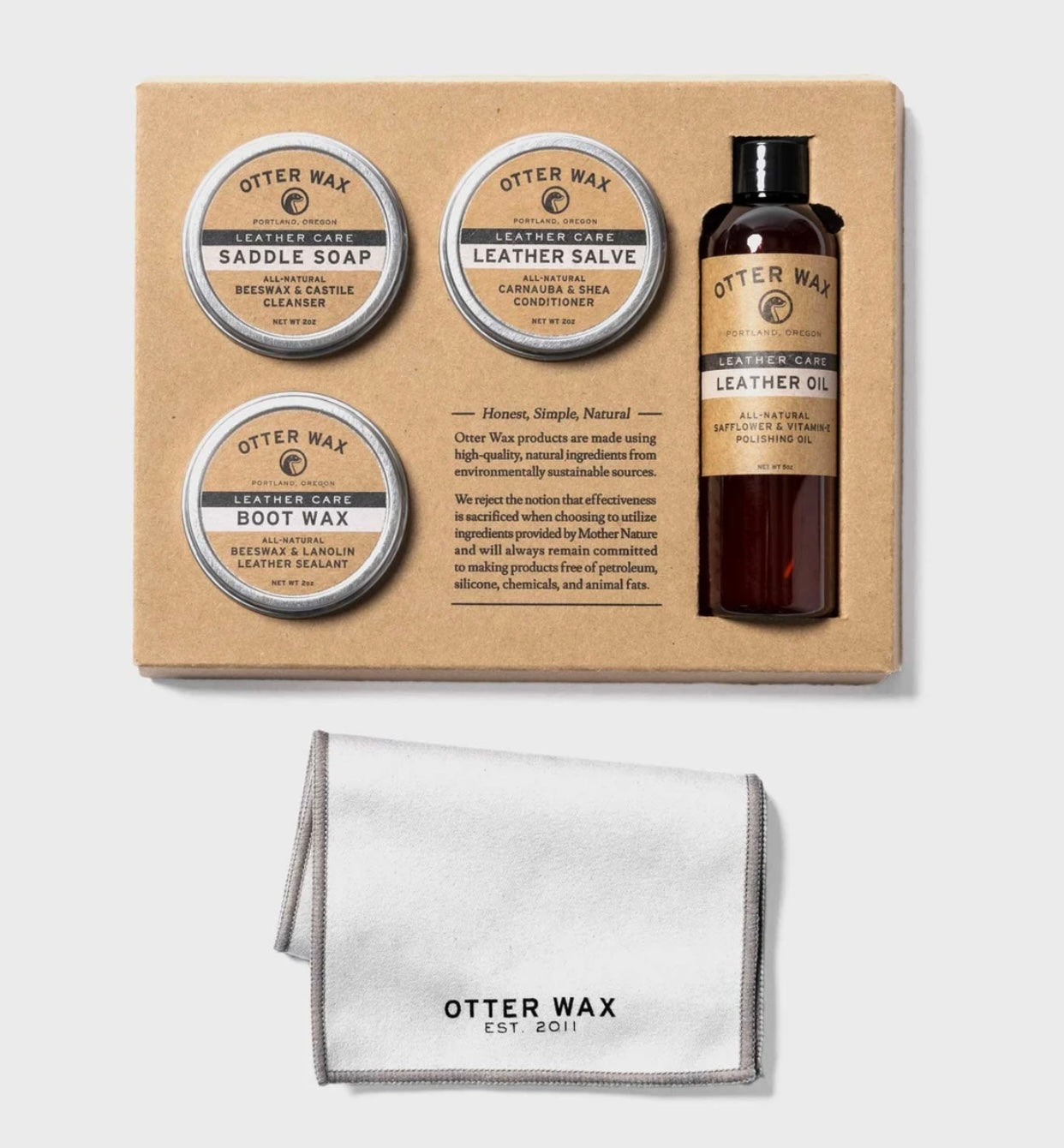 Otter Wax Leather Care Kit, Standard Kit, Clean, Conditon, Polish,  Waterproof